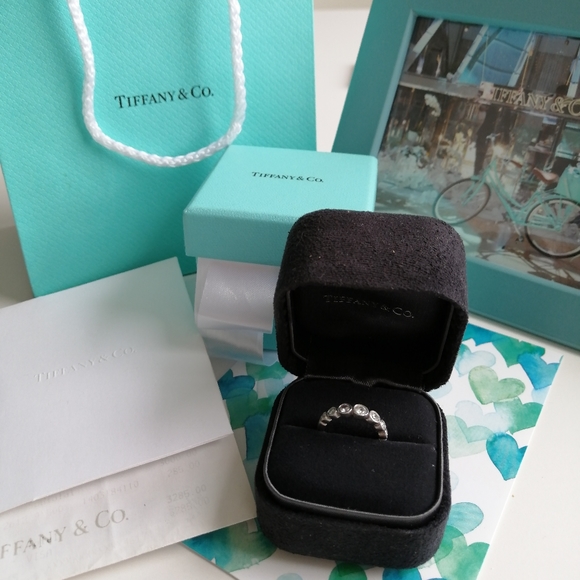 Tiffany 7 Diamond Platinum Jazz Ring XXS authentic - Picture 8 of 10